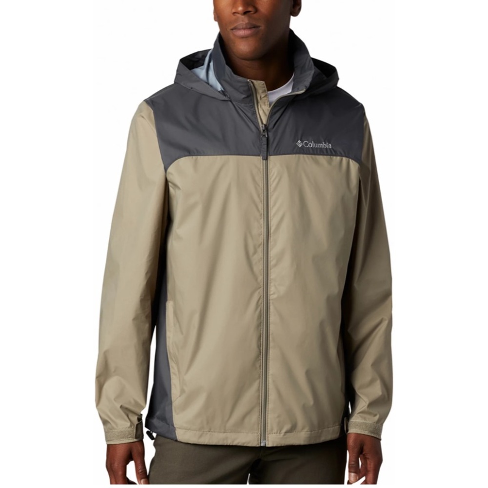 Columbia Men's Gray and Tan Glennaker Lake Packable Rain Jacket, Coat Size M